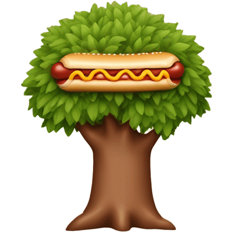 A tree eating a hotdog emoji