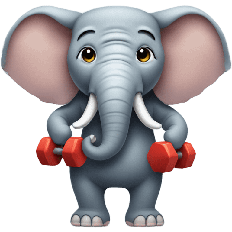 Elephant with face mask lifting weights emoji