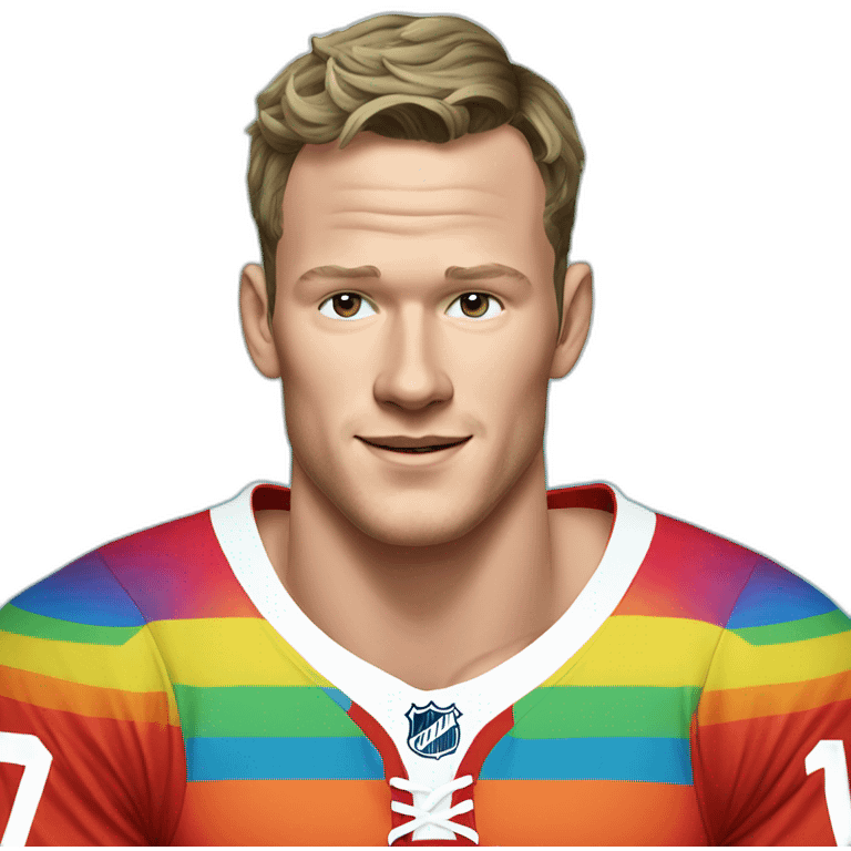 Jonathan Toews as rainbow beach bum emoji