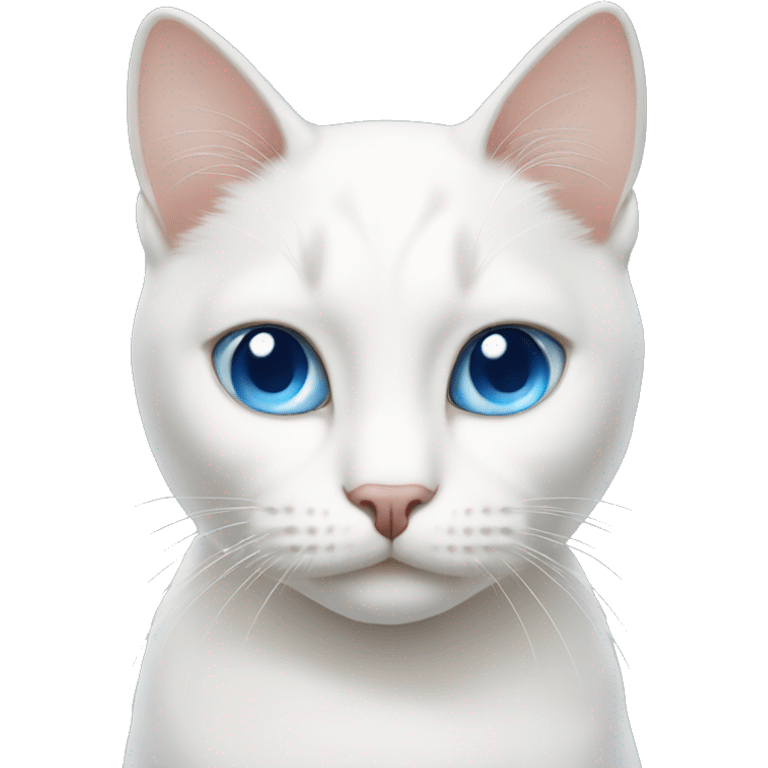 White cat with no ears and blue eyes  emoji