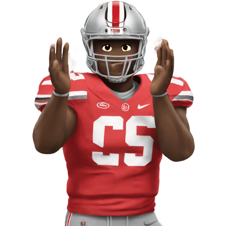 To Ohio State football players, one making letter with his hands and the other, making O with his hands emoji