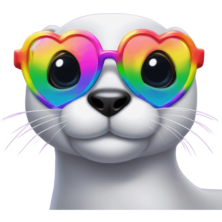 Lisa frank rainbow otter with heart glasses emoji