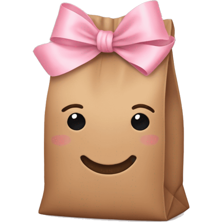 Brown bag with pastel pink bow emoji