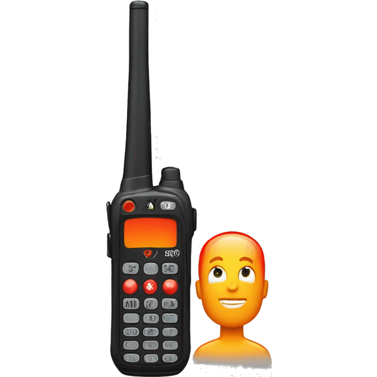 black walkie talkie with red-orange button on side emoji