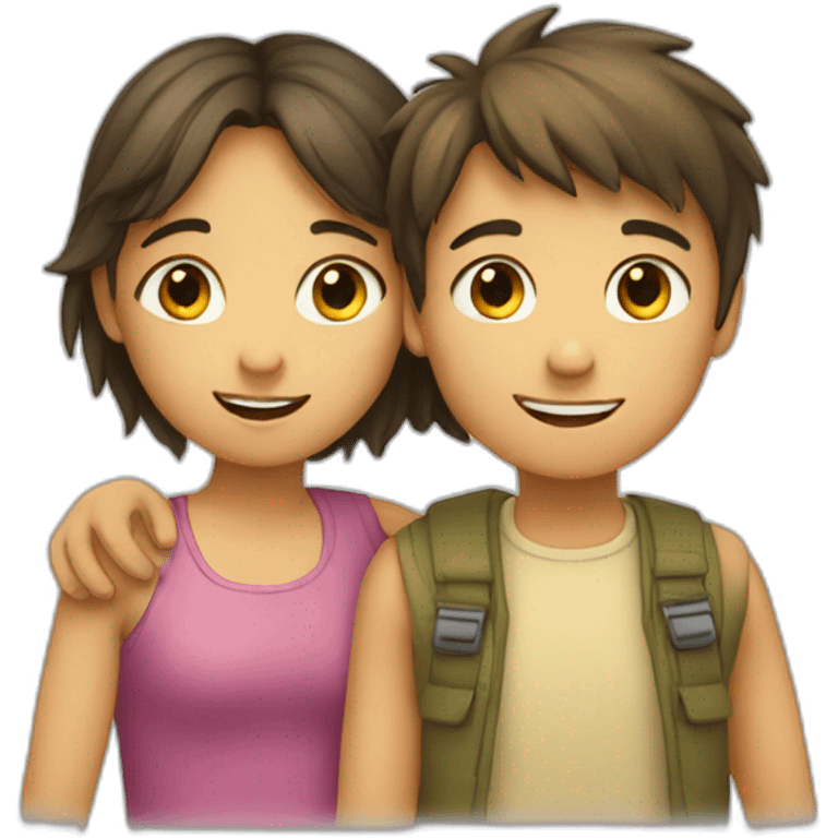 A girl and a boy hugging  emoji