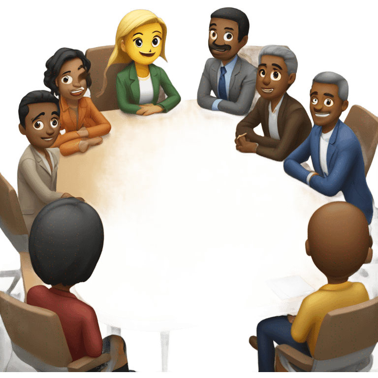 group discussion at a table emoji