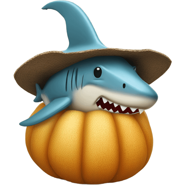 Gourd wearing a shark hat  emoji