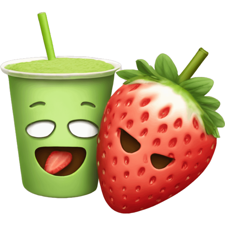 matcha with strawberry emoji