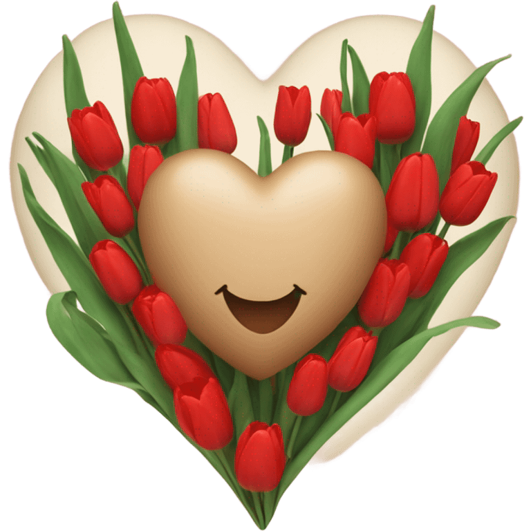 beige heart with tulips red emoji