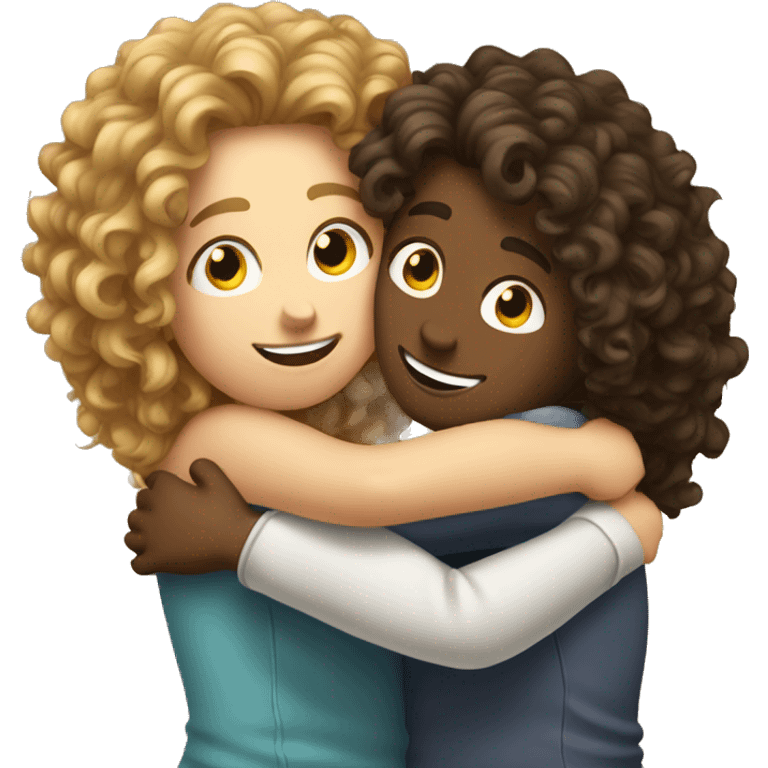 Hug two bestfriends one with long curly hair emoji