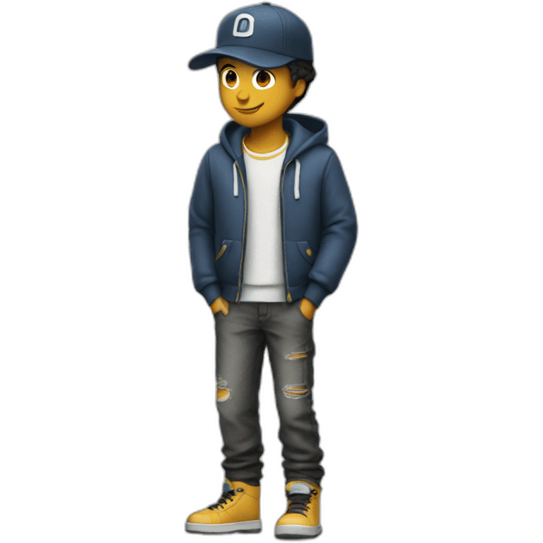 a cool boy with a cap full body emoji