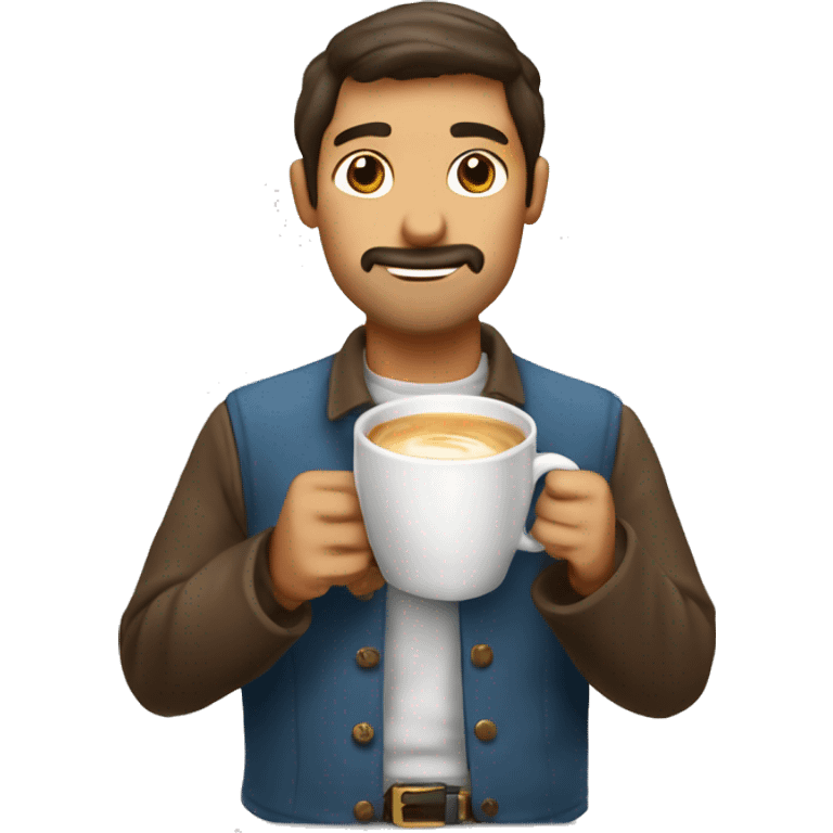 hombre tomando cafe con leche y pan emoji