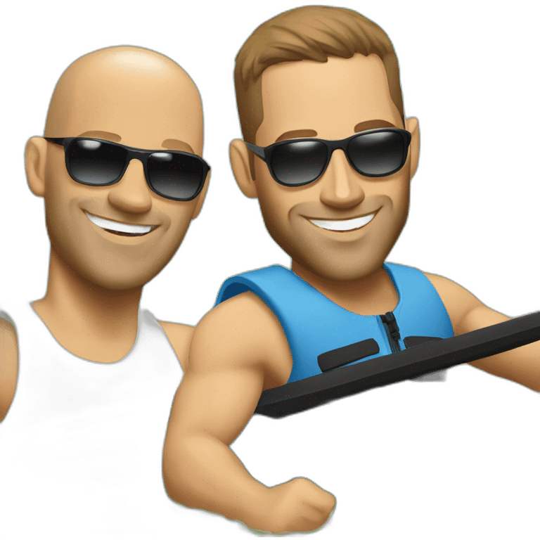 Vin Diesel and Paul Walker in a double kayak emoji