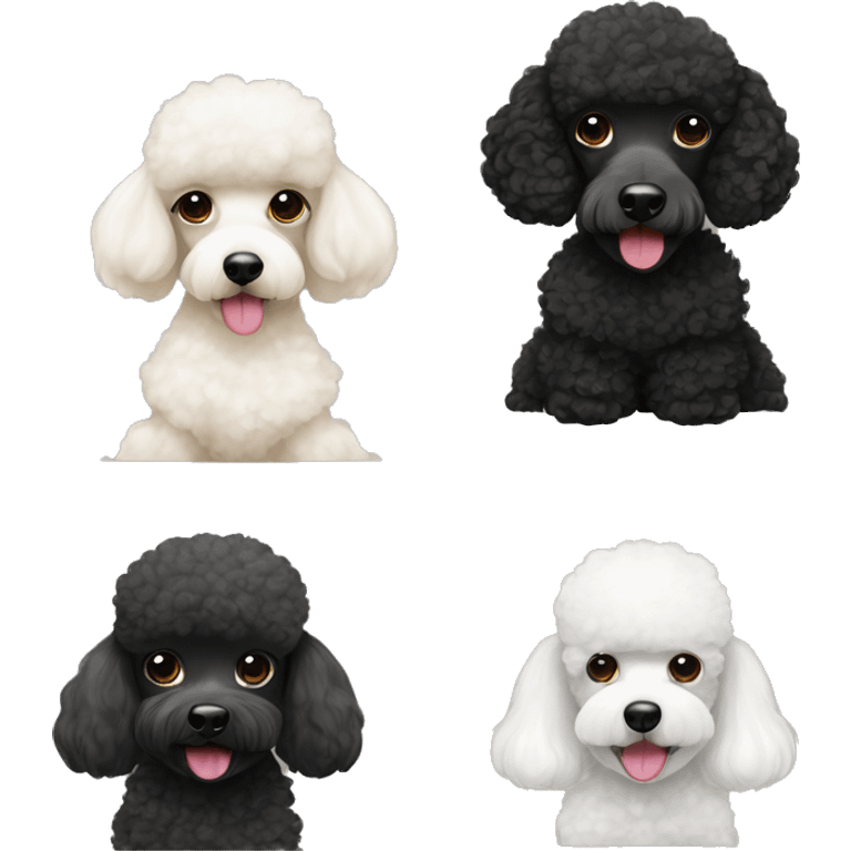 Mini black poodle and mini white poodle emoji