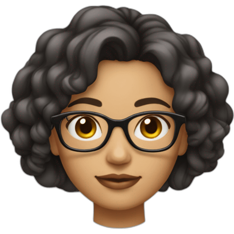 Mulher morena, cabelo medio ondulado, de óculos  emoji