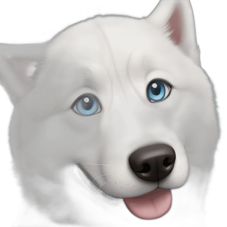 White Siberian husky smile  blue eyes emoji