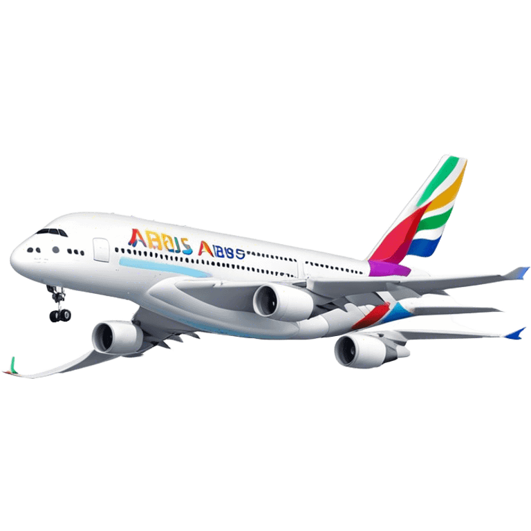 Airbus A380 - Airbus (Model Year: 2021) (Iconic colour: White with colorful tail) emoji