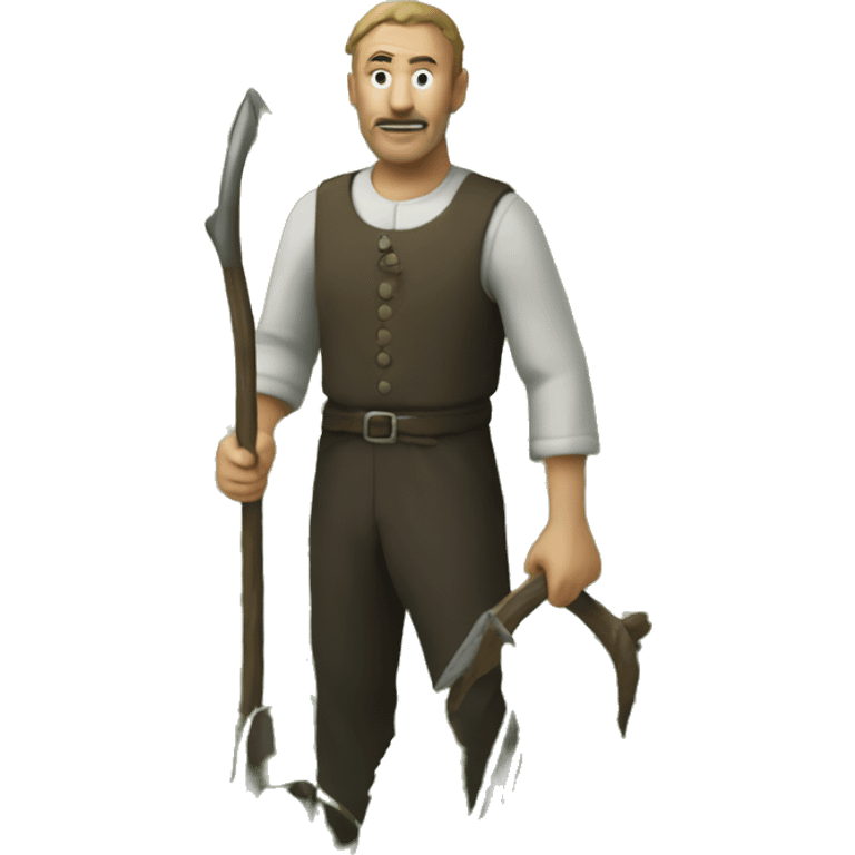 man named rodruigez in a field with a sickle in hand  emoji