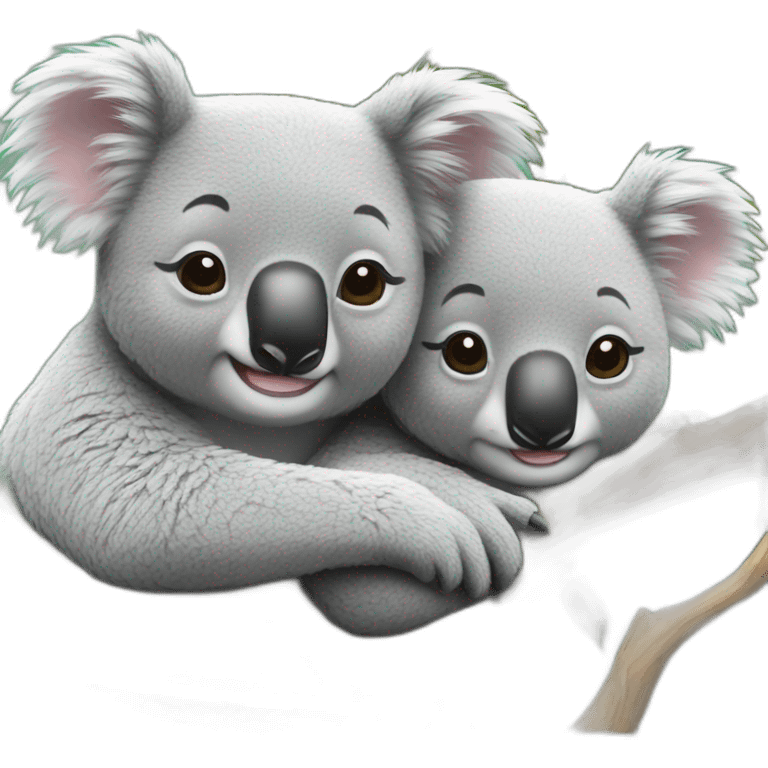 Two cuddling koalas happy sleepy emoji