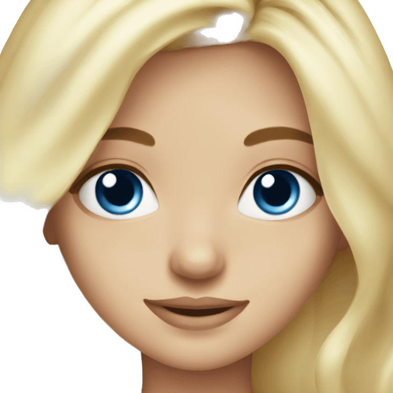 Blond blue eyed girl doing skin care emoji