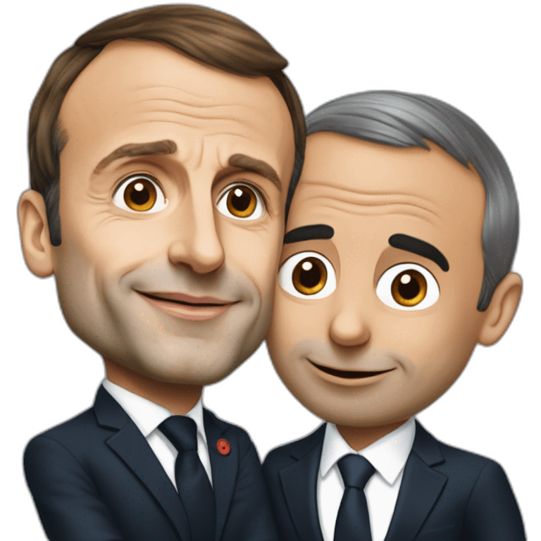 Emmanuel Macron qui fait un bisou à Éric Zemmour emoji