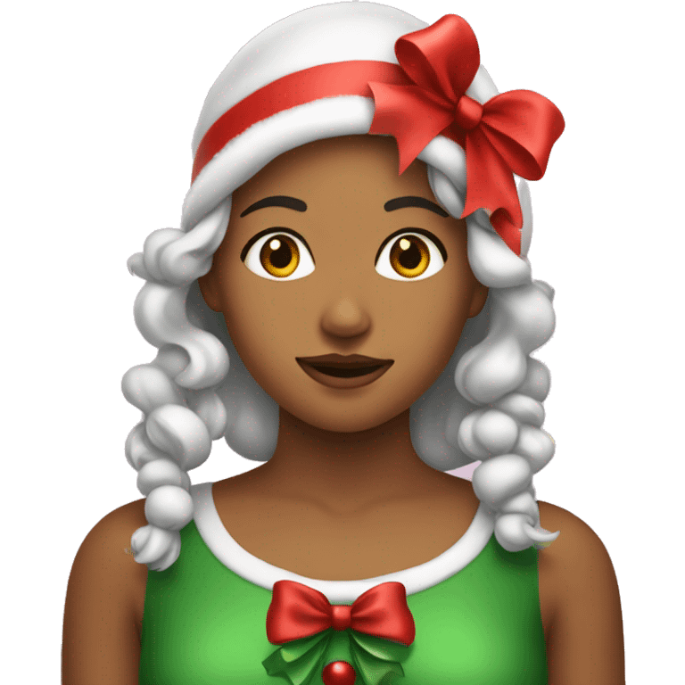 Christmas girl with bow emoji