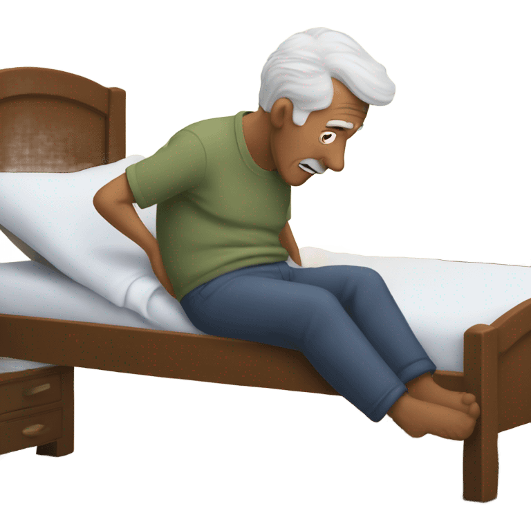 A grandpa falling out of his bed emoji