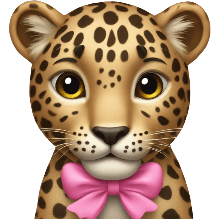 Leopard with a pink bow  emoji