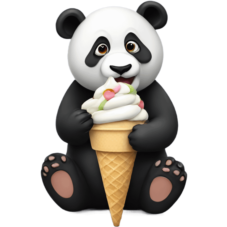 Panda eating ice cream emoji