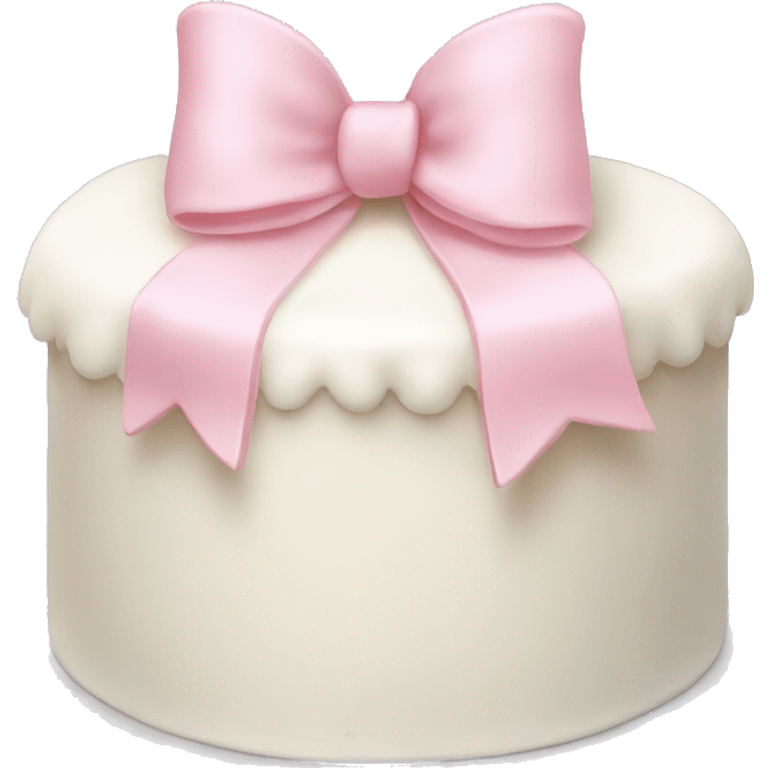 white cake with soft pink bow emoji