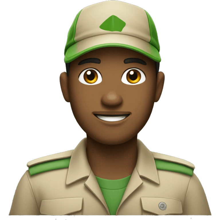 zookeeper, wearing a beige shirt and a green cap emoji