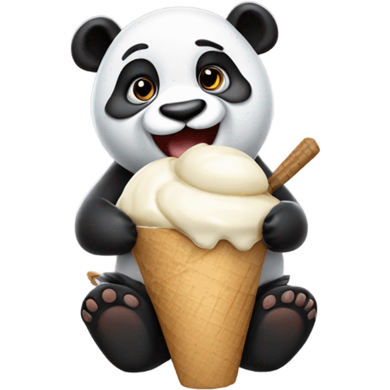 Panda eating ice cream emoji