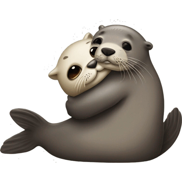 Seal hugging otter emoji