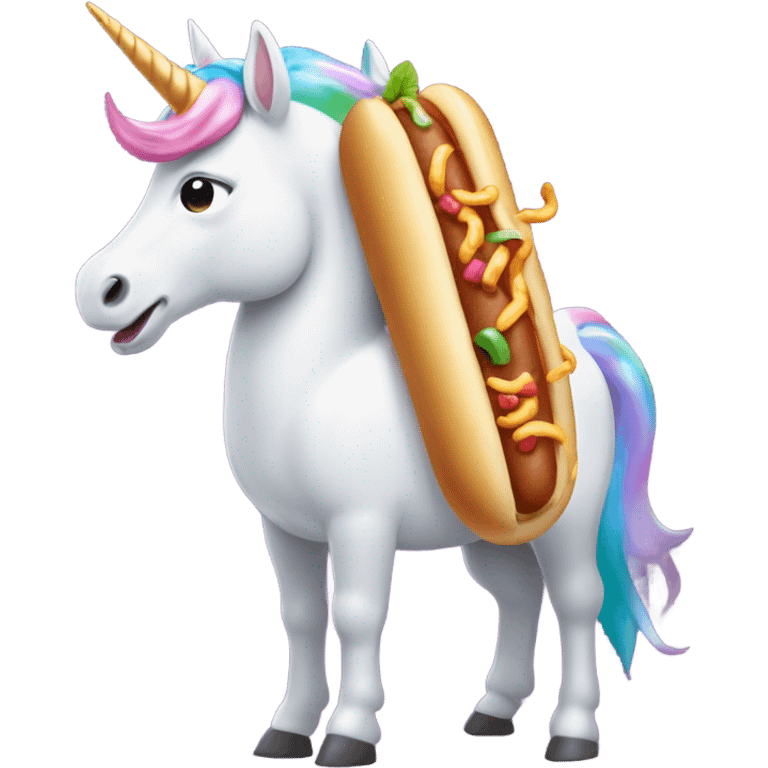 an unicorn who eats hotdogs emoji