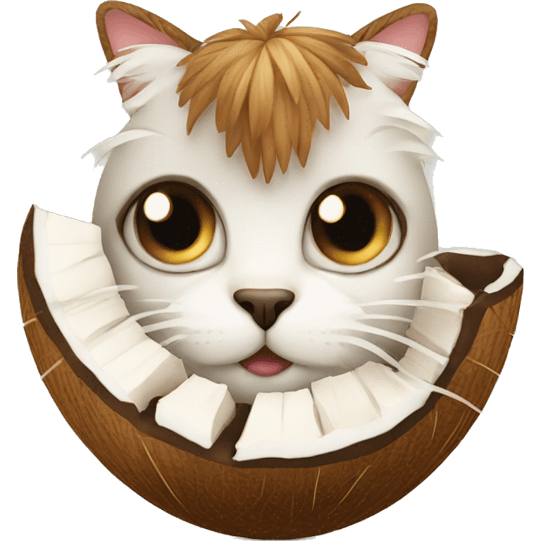 coconut with cat face emoji