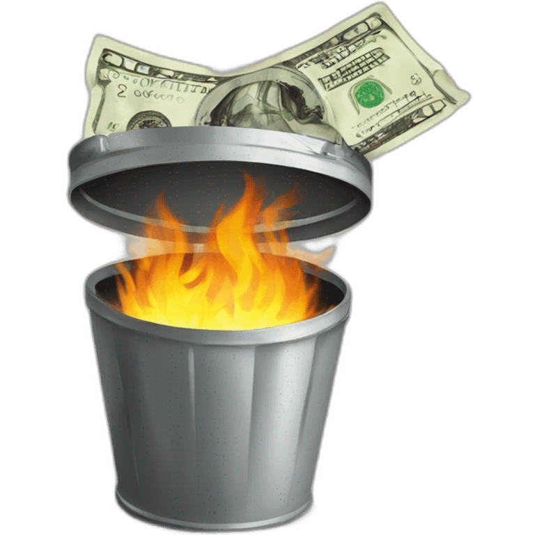 Money burning in trashcan emoji