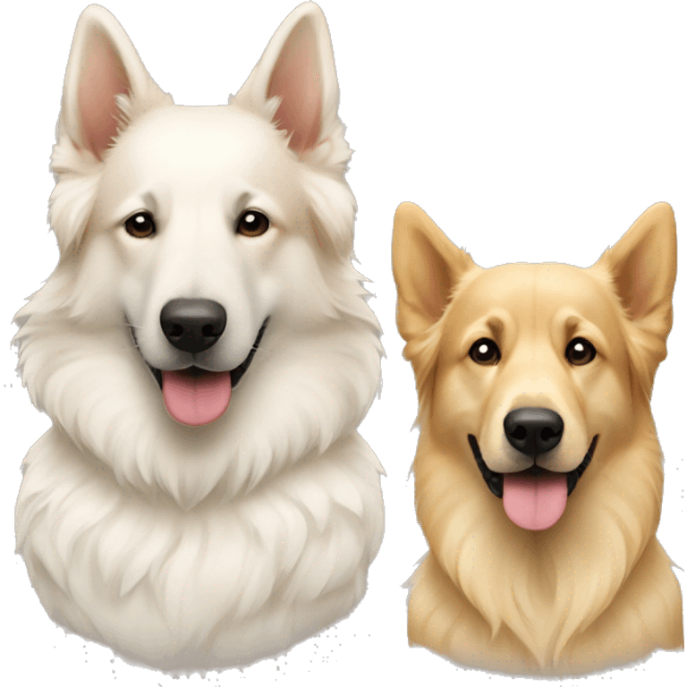 WHITE colored German shepherd and golden retriever together emoji