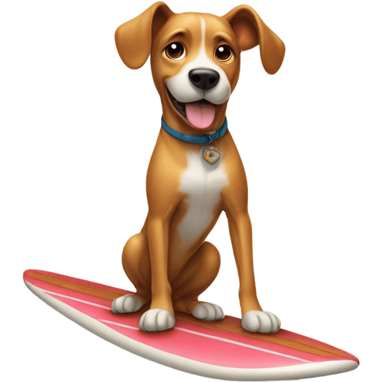 Dog riding surf board emoji