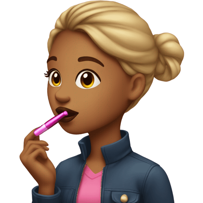 A girl putting on lipgloss emoji