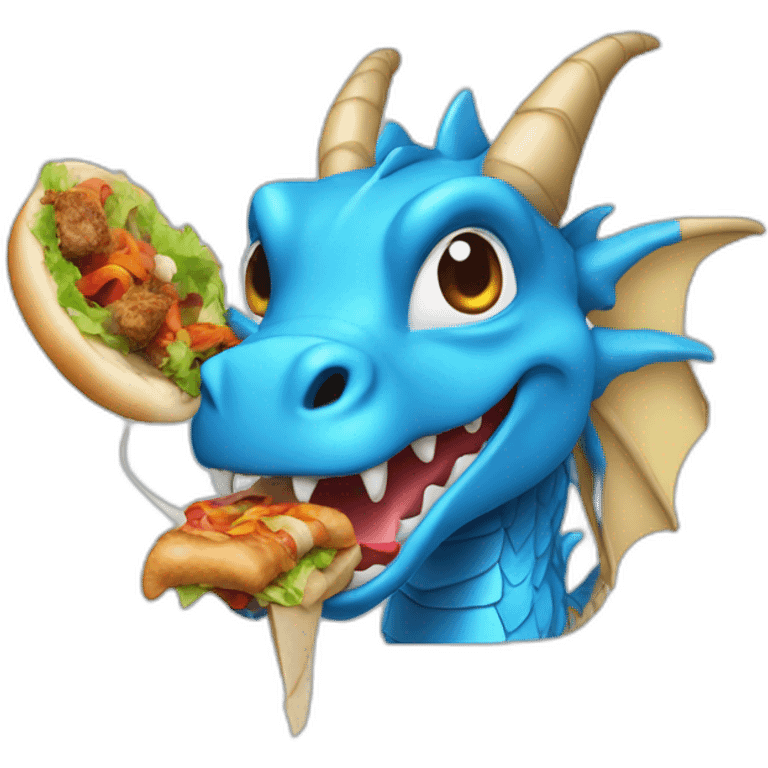 Un dragon bleu qui mange un kebab emoji