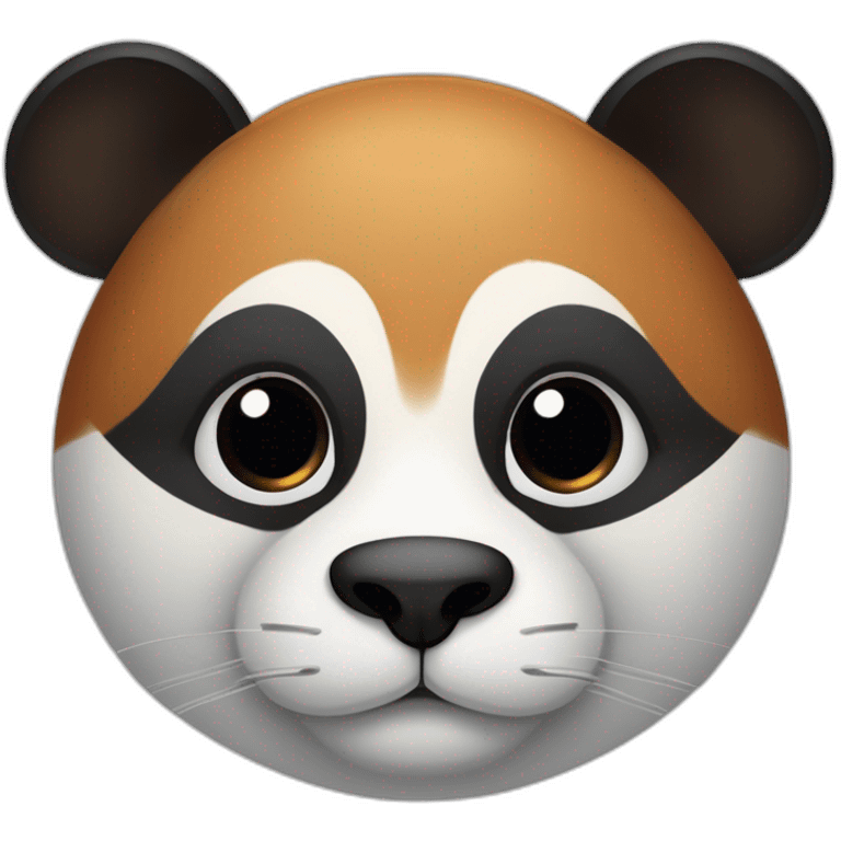 Un chat avec une tâche triangulaire sur le nez et sa bouche de couleur blanche et un pelage de couleur roux et des taches noires comme celle des panda sur chaque œil emoji