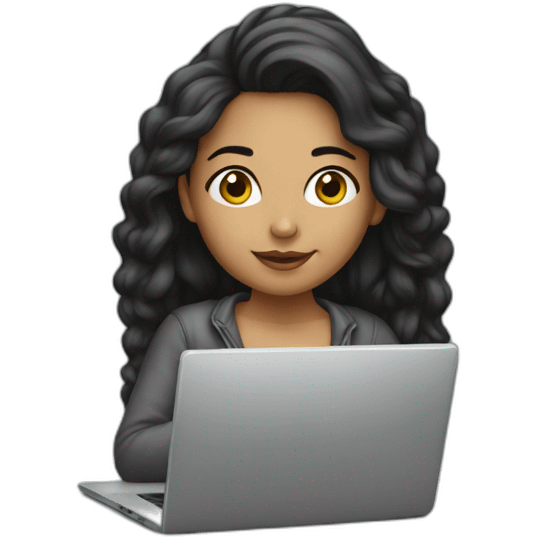 Latina girl with her laptop emoji