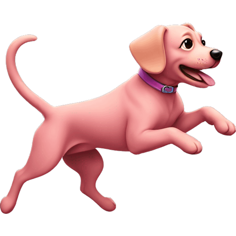 A pink dog jumping  emoji