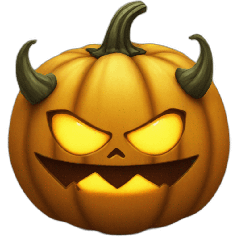 Yellowfire pumpkin head with demon eyes emoji