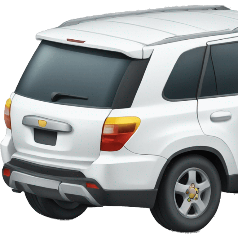 White suv in cartoon style emoji