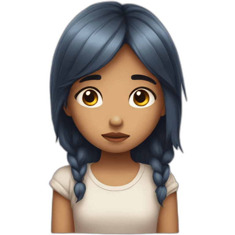 Little sad and shy girl emoji