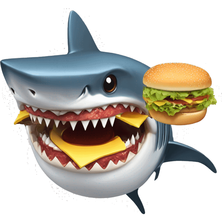 Shark eating a burger emoji