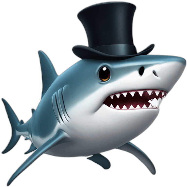 Shark with a top hat emoji