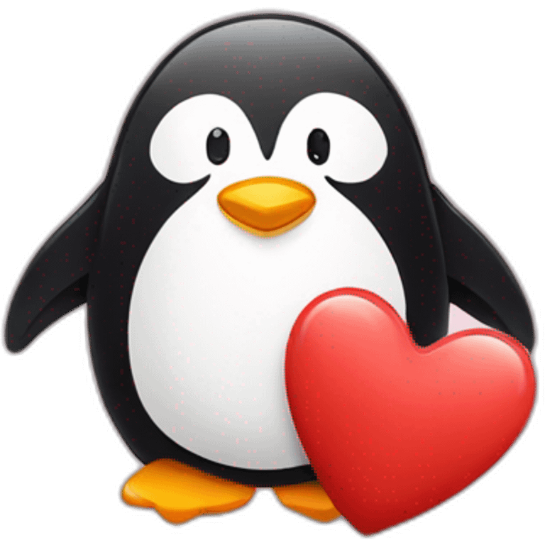 Penguin hugging a heart emoji