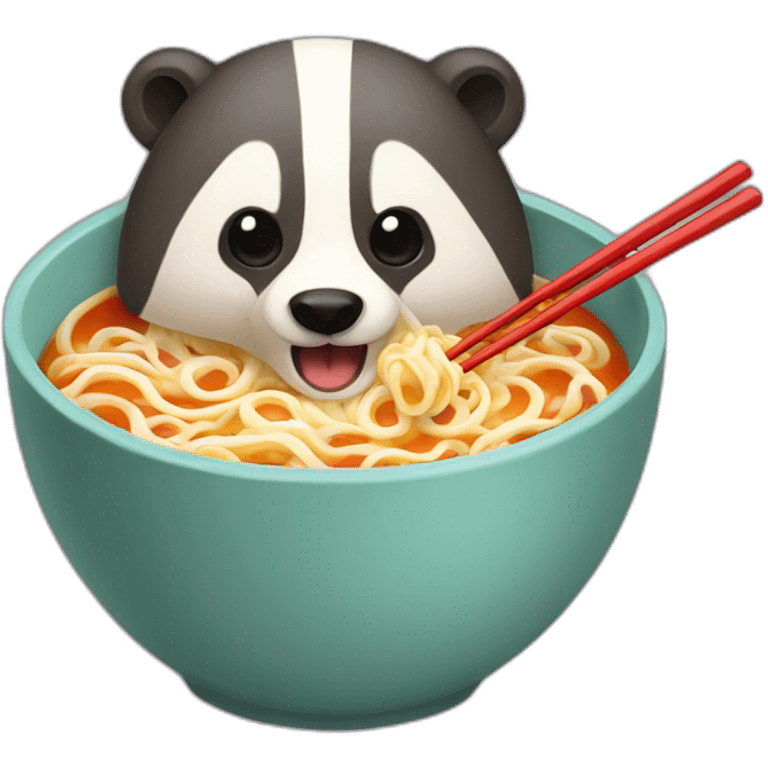 A badger eating ramen emoji